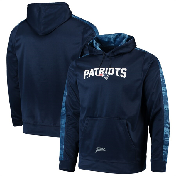 Men's New England Patriots Zubaz Navy Tonal Oxide Pullover Hoodie